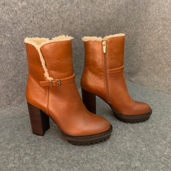 Vince Camuto NWT Women’s Egretala Shearling Leather Side Zip Heel Ankle Boots - Picture 5 of 9